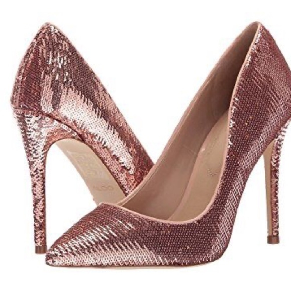 New never worn rose gold sequin heels